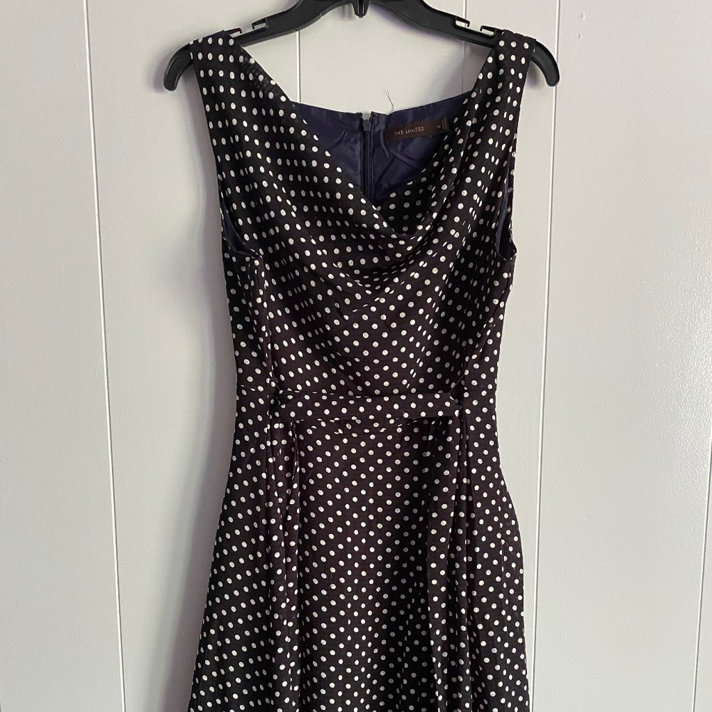The Limited Women's Sleeveless Black Polkadot Fit and Flare Dress. Size 12.